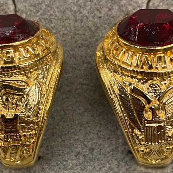 Army Ring Red crystal stone 1 Kt Gold US MADE NWT - Picture 5 of 5